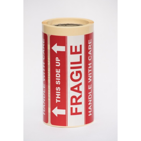 ETYKIETA NA PACZKĘ 100mm x 60mm FRAGILE THIS SIDE UP- rolka 100 szt.